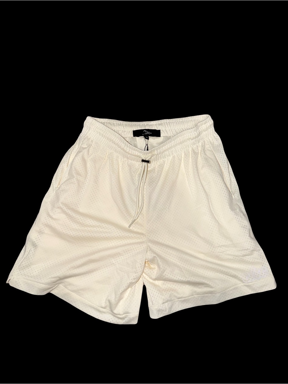Mens White Athletic Mesh Shorts